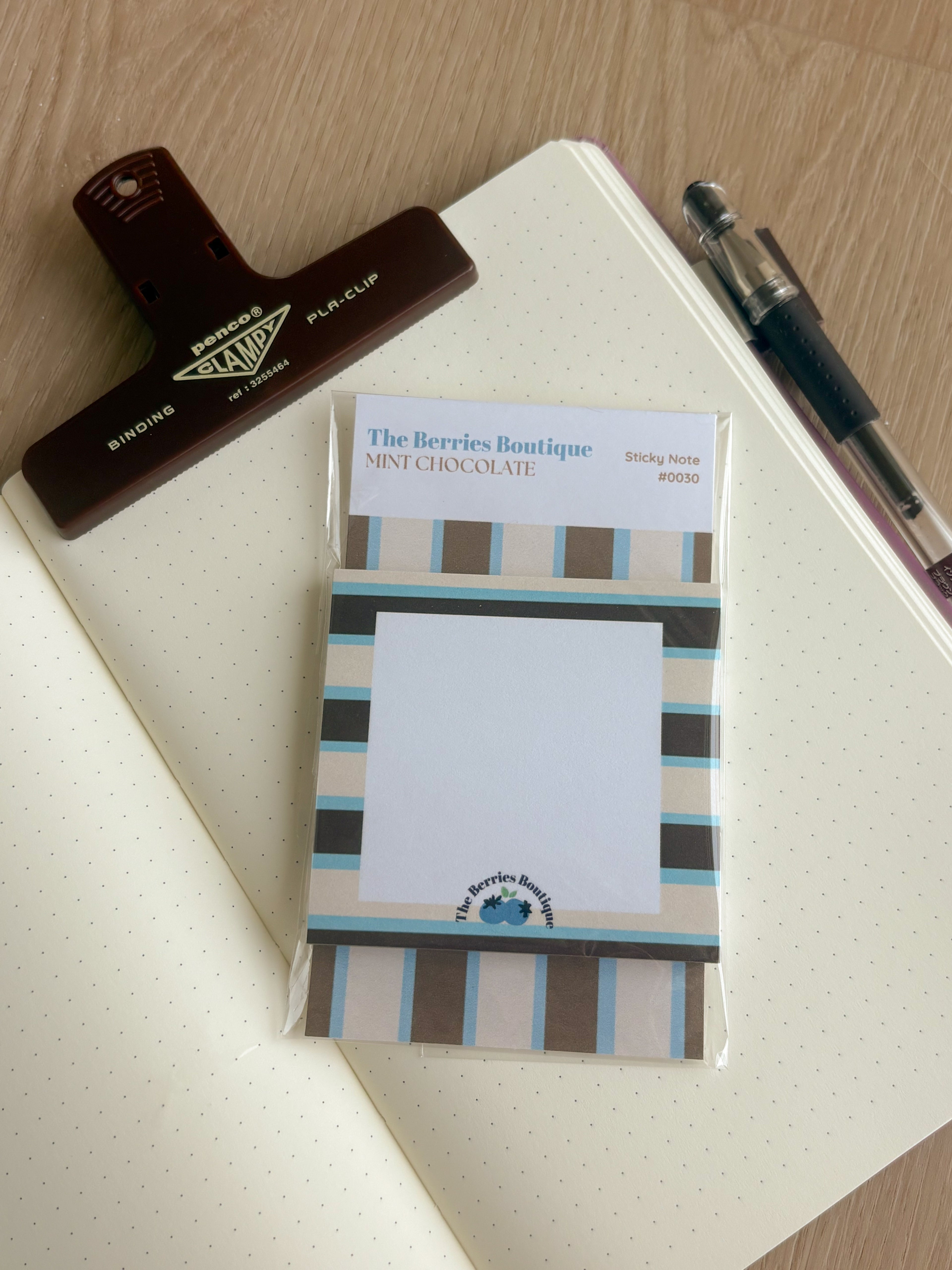 Mint Chocolate Striped Sticky Notes