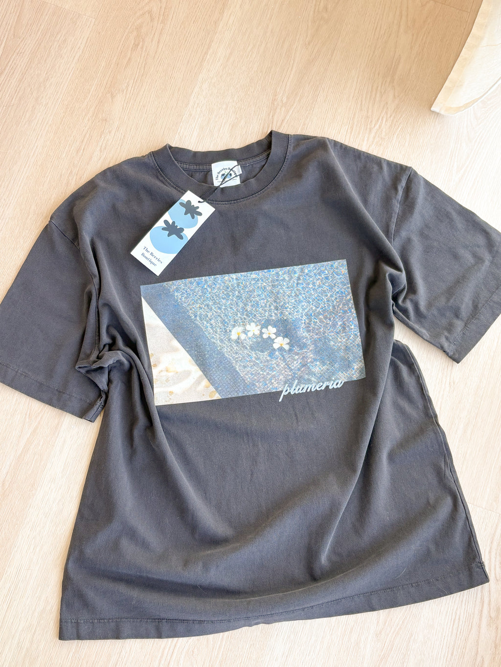 Floating Plumerias Vintage Washed Oversized Cotton Tee - Unisex sizing