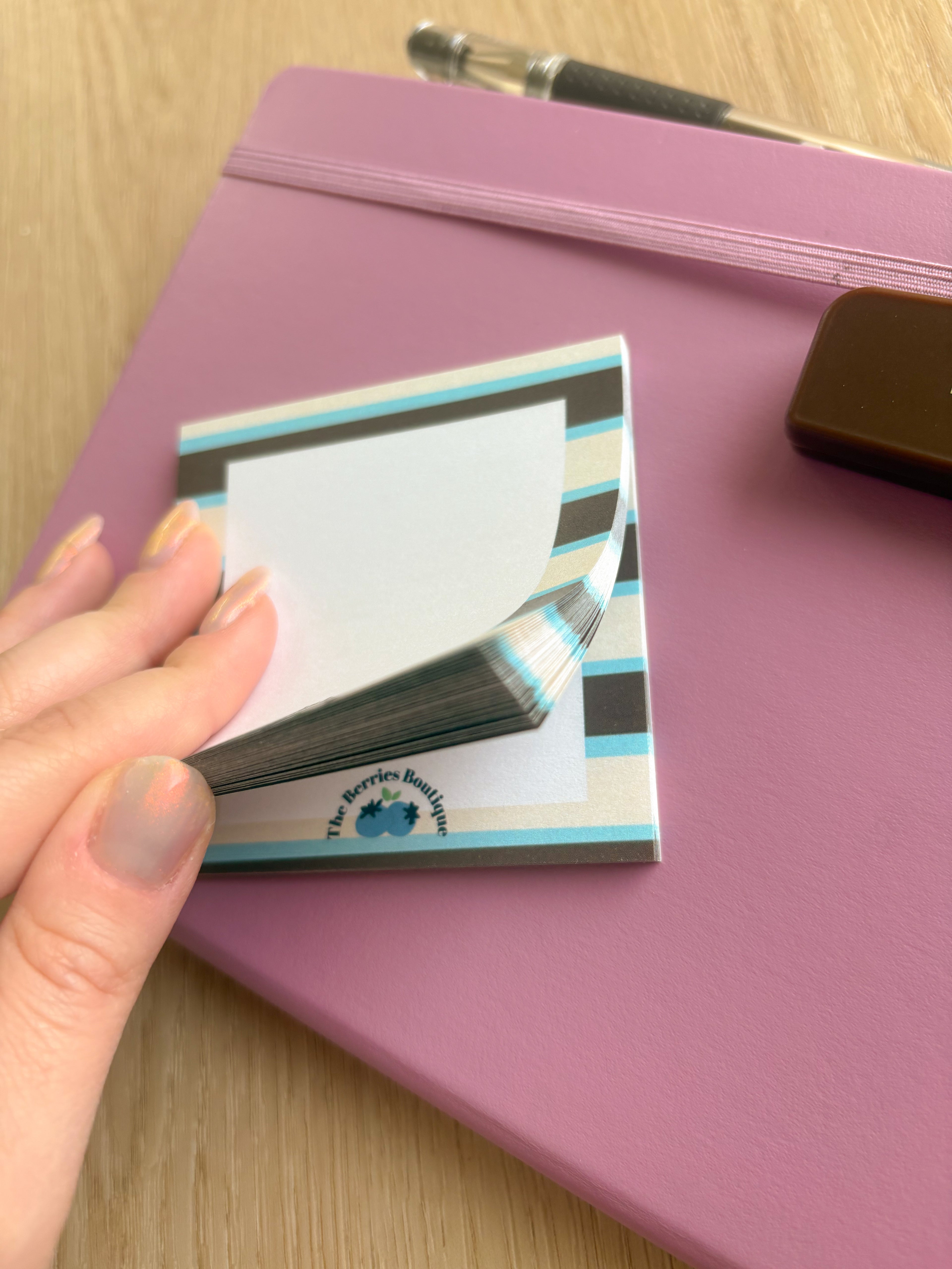 Mint Chocolate Striped Sticky Notes