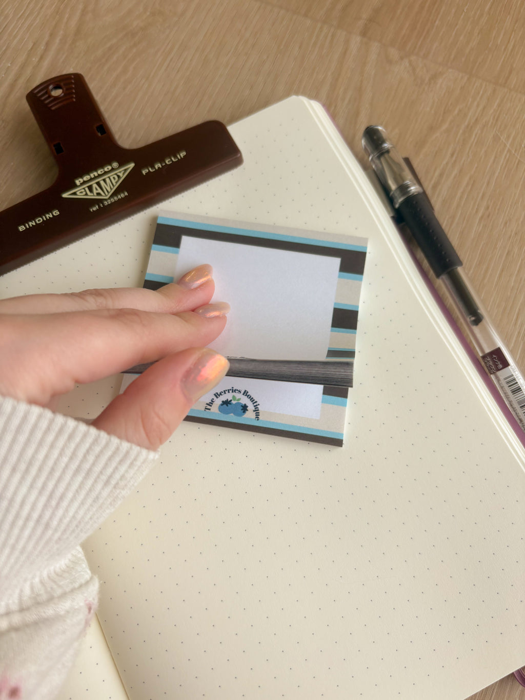 Mint Chocolate Striped Sticky Notes