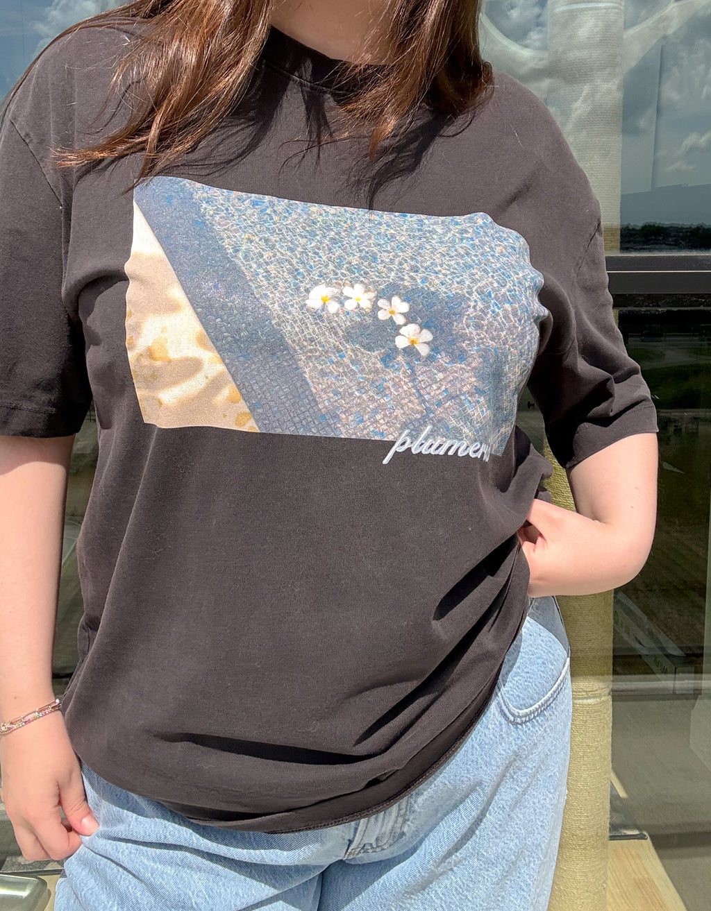 Floating Plumerias Vintage Washed Oversized Cotton Tee - Unisex sizing