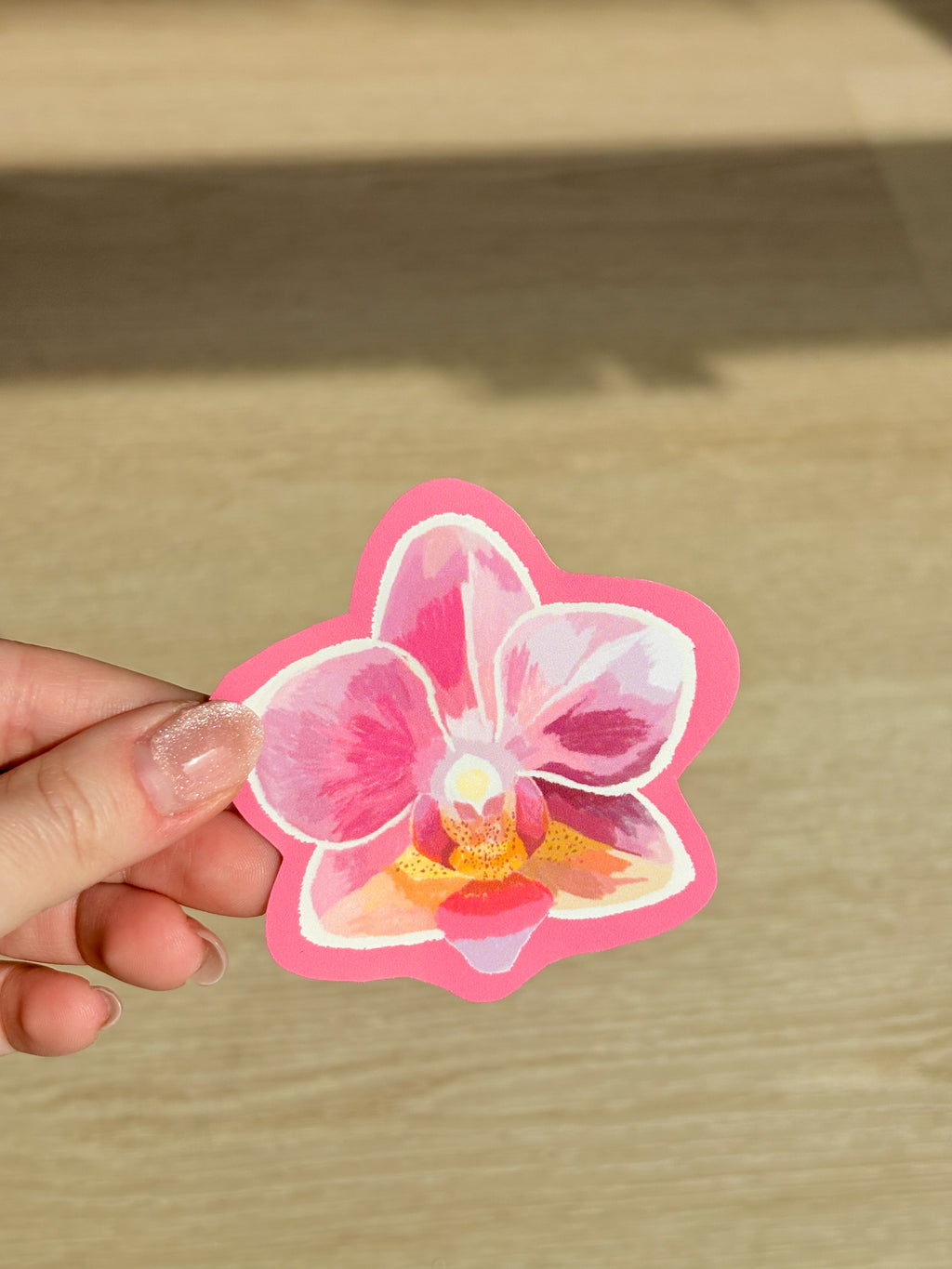 Pink Orchid Waterproof Die Cut Sticker