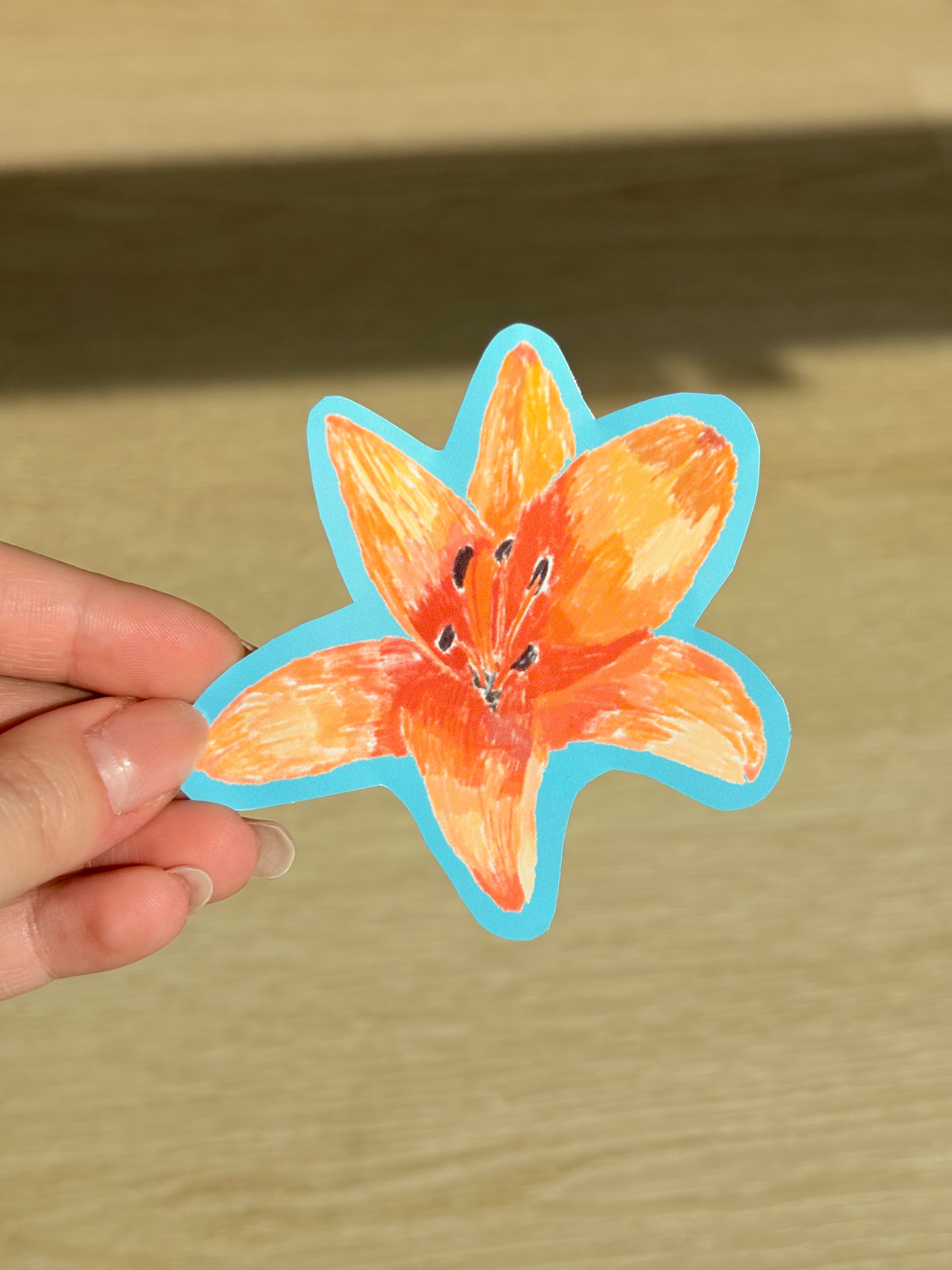 Orange Lily Waterproof Die Cut Sticker