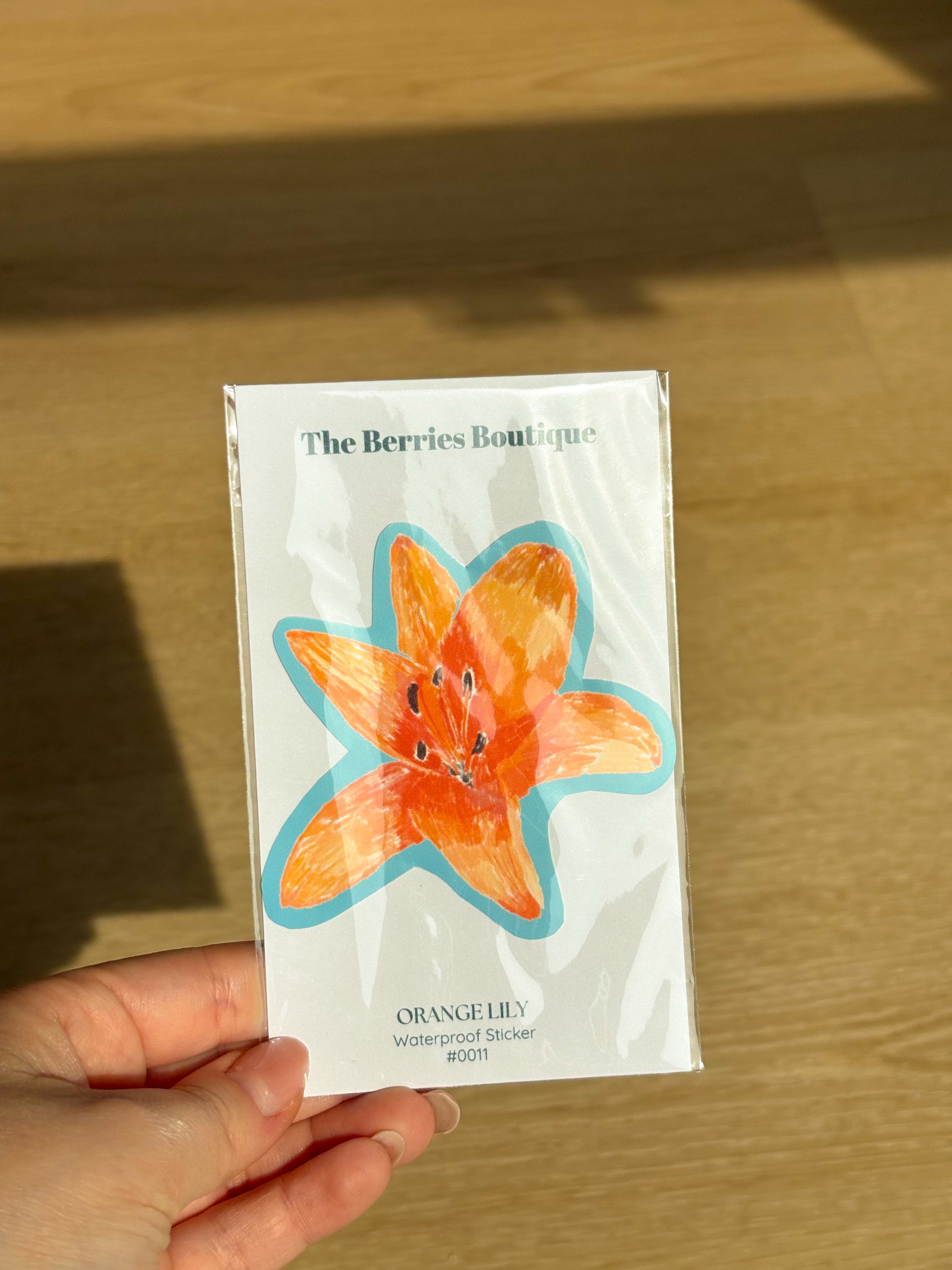 Orange Lily Waterproof Die Cut Sticker