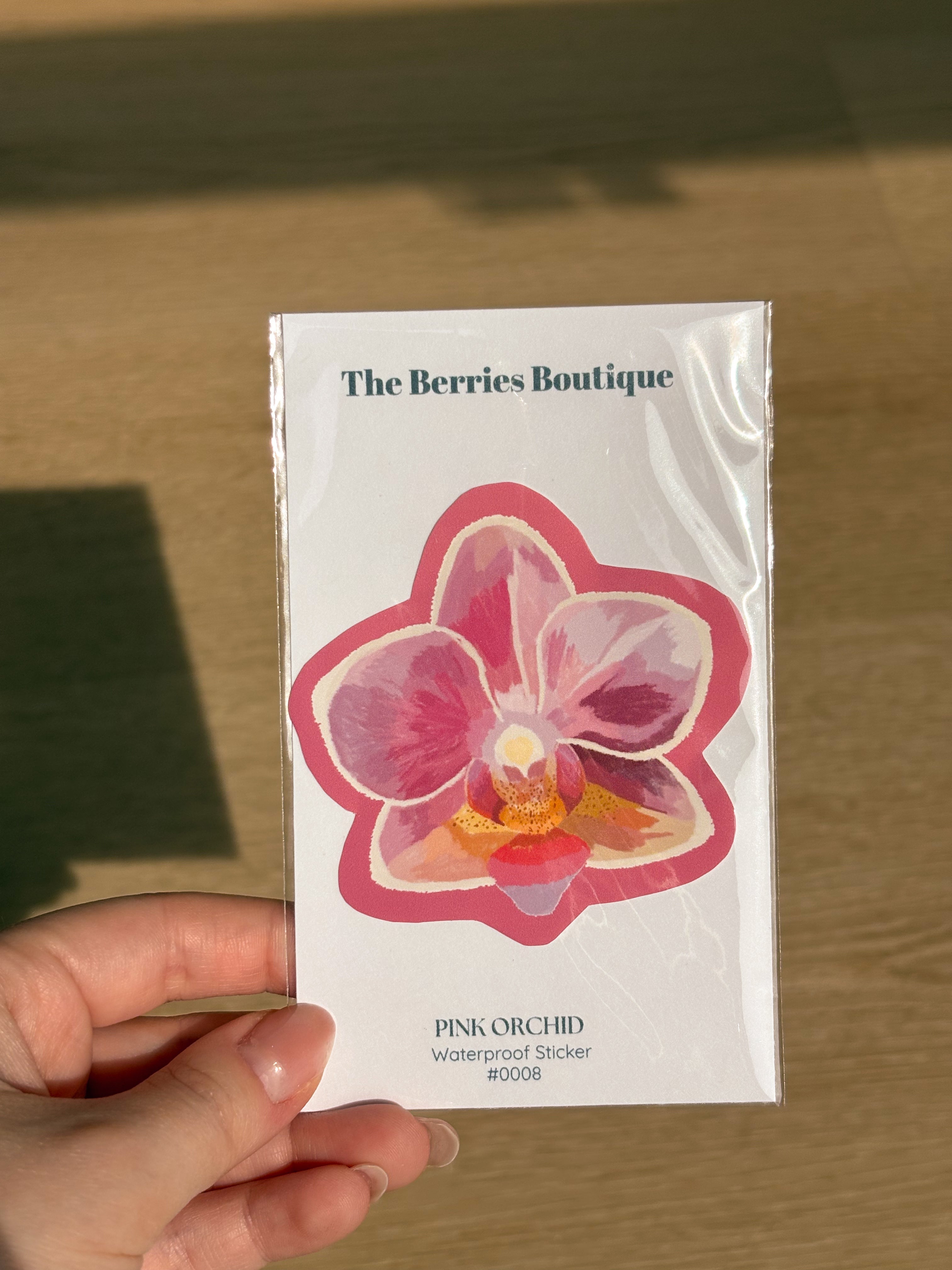 Pink Orchid Waterproof Die Cut Sticker