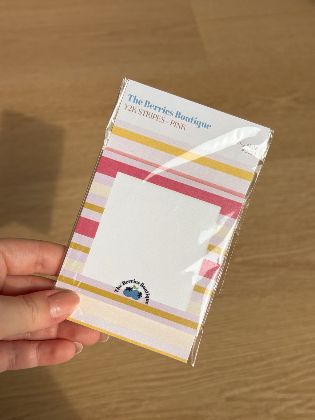 Pink Y2K Stripes Sticky Notes