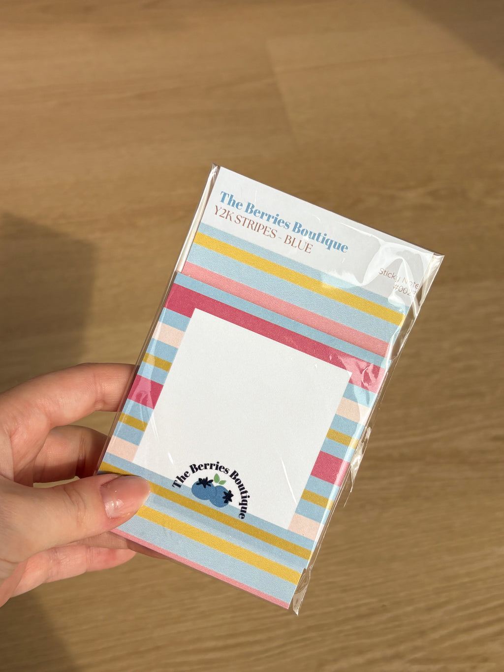 Blue Y2K Stripes Sticky Notes