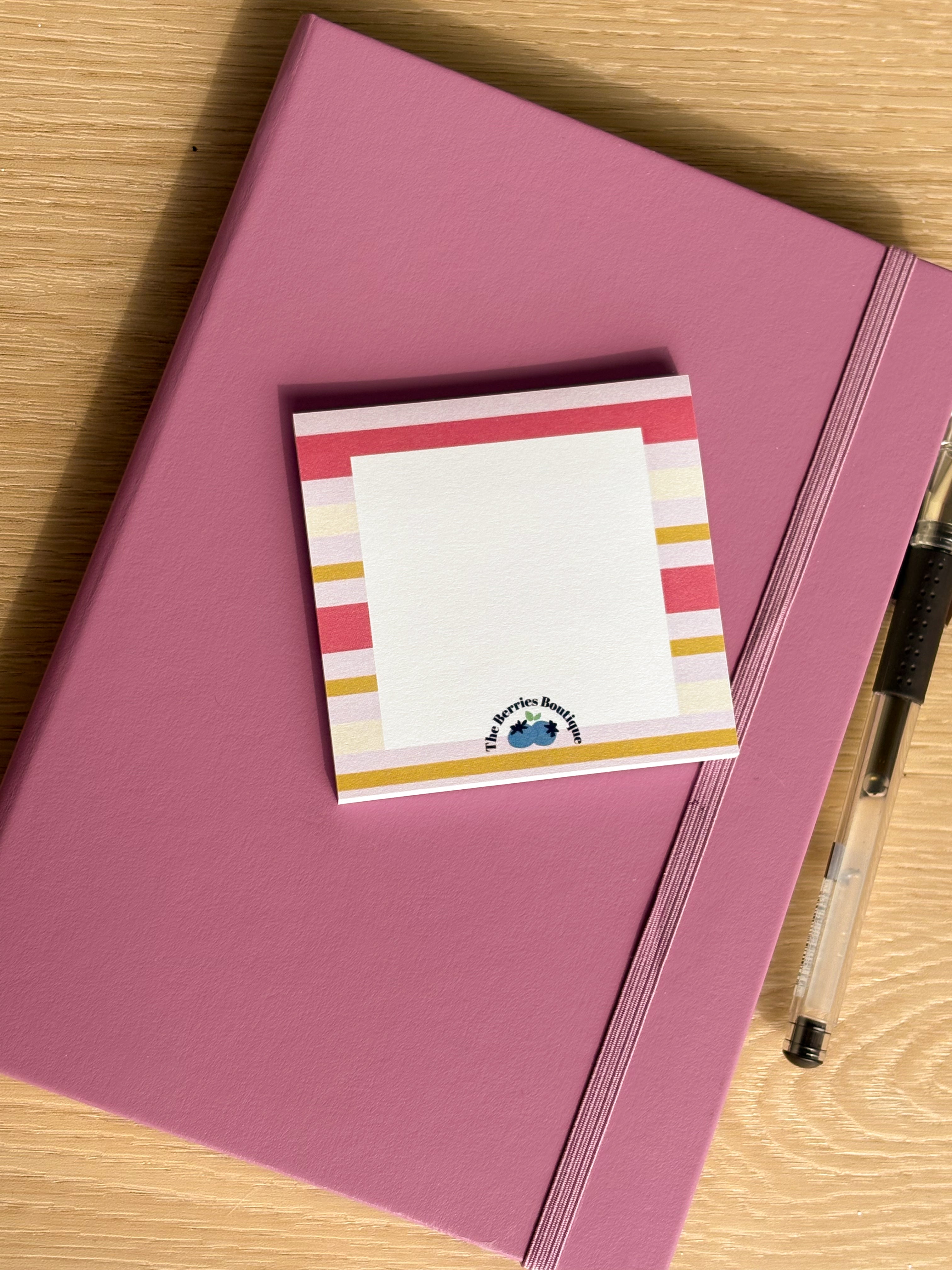 Pink Y2K Stripes Sticky Notes