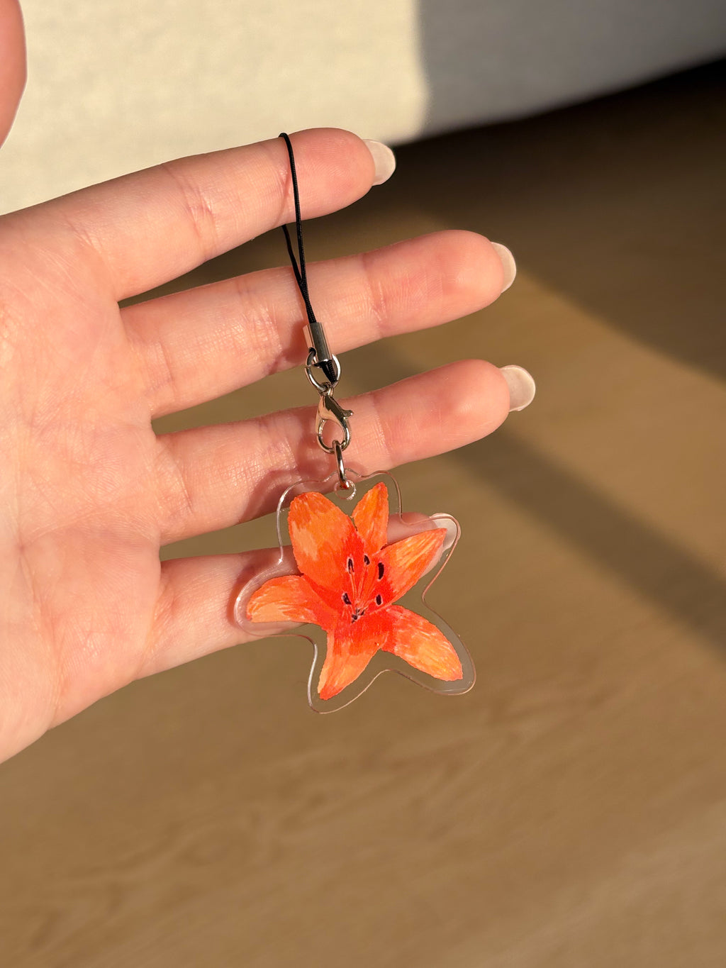 Orange Lily Acrylic Keychain