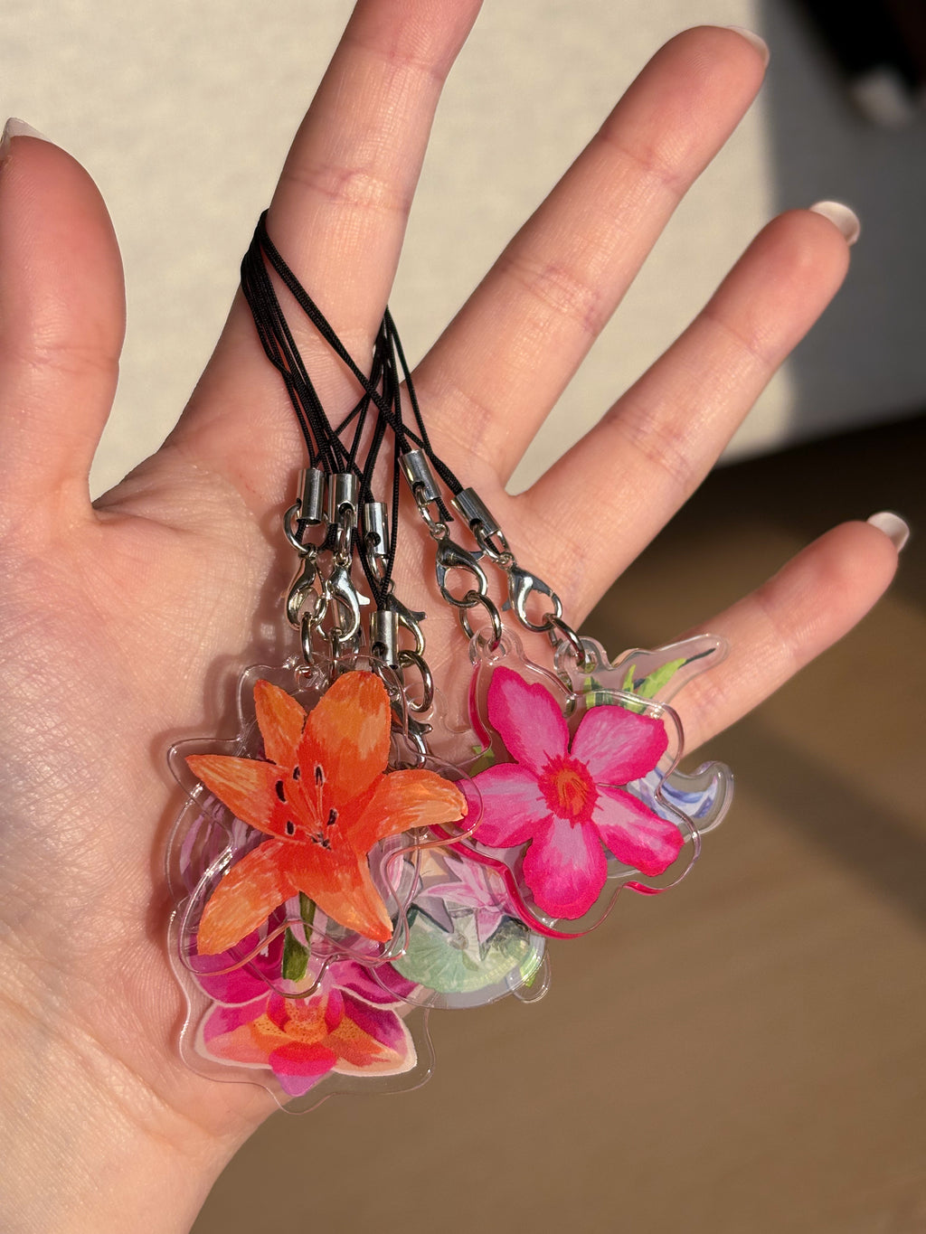 Pink Orchid Acrylic Keychain