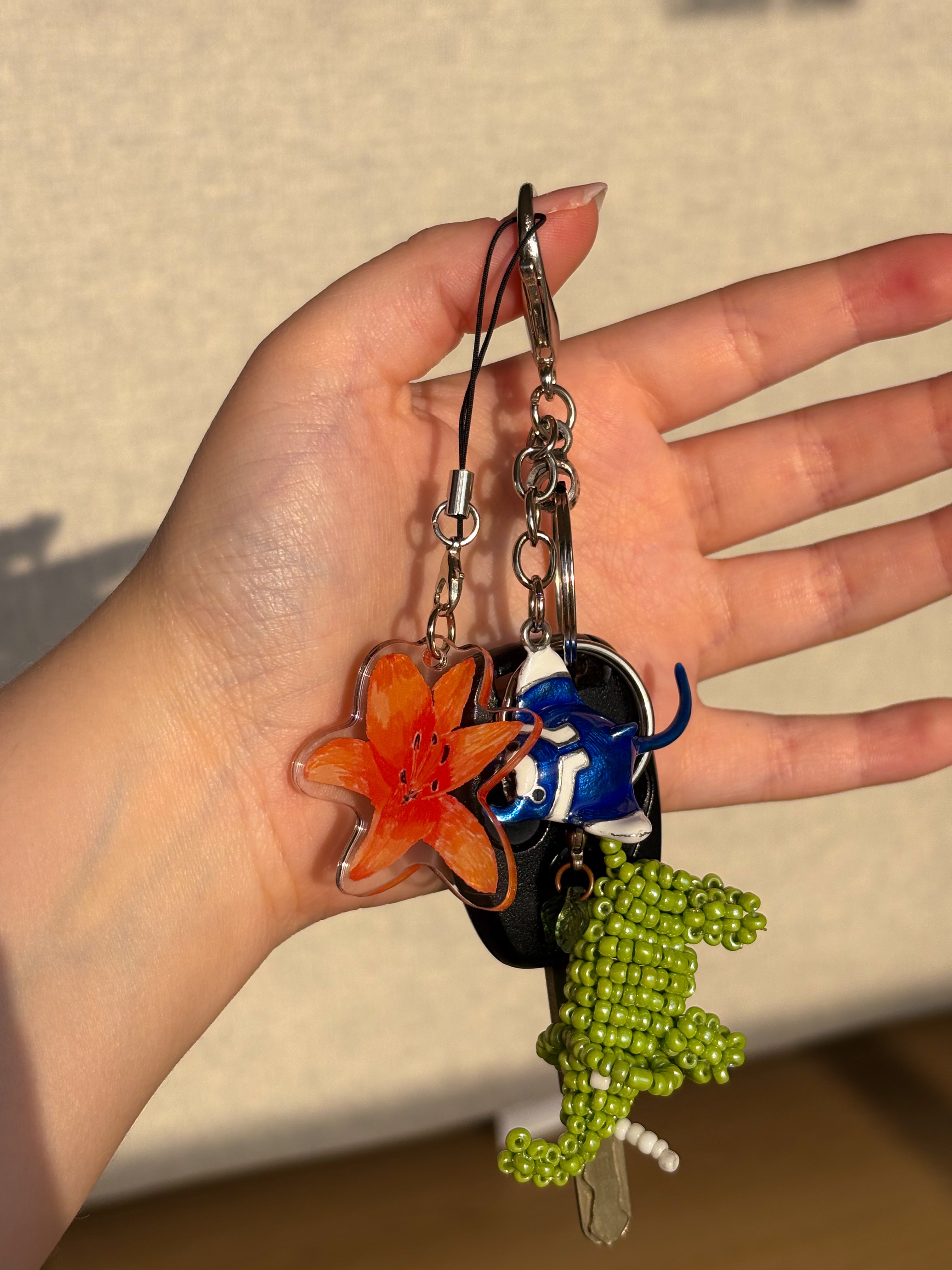 Orange Lily Acrylic Keychain