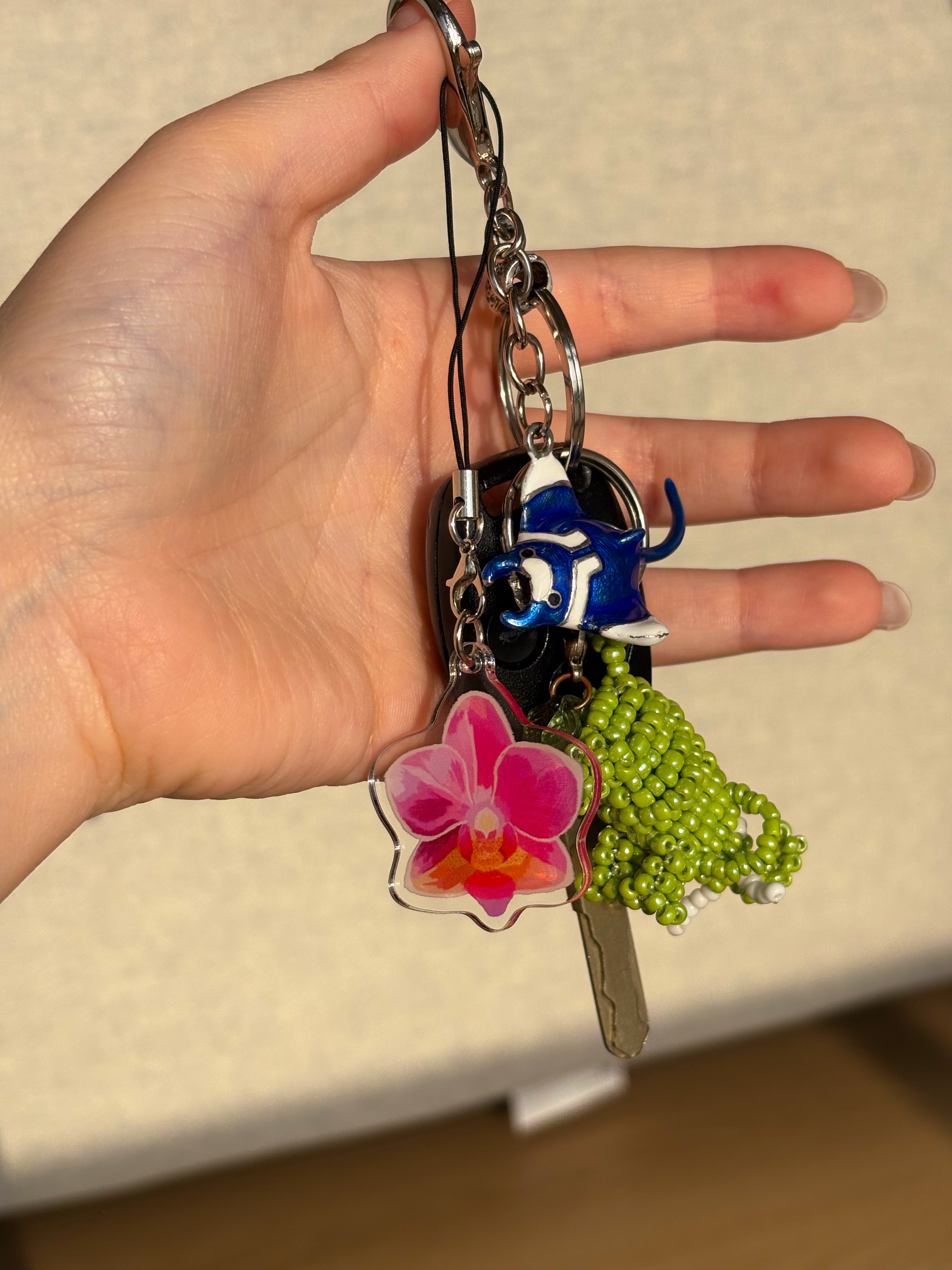 Pink Orchid Acrylic Keychain