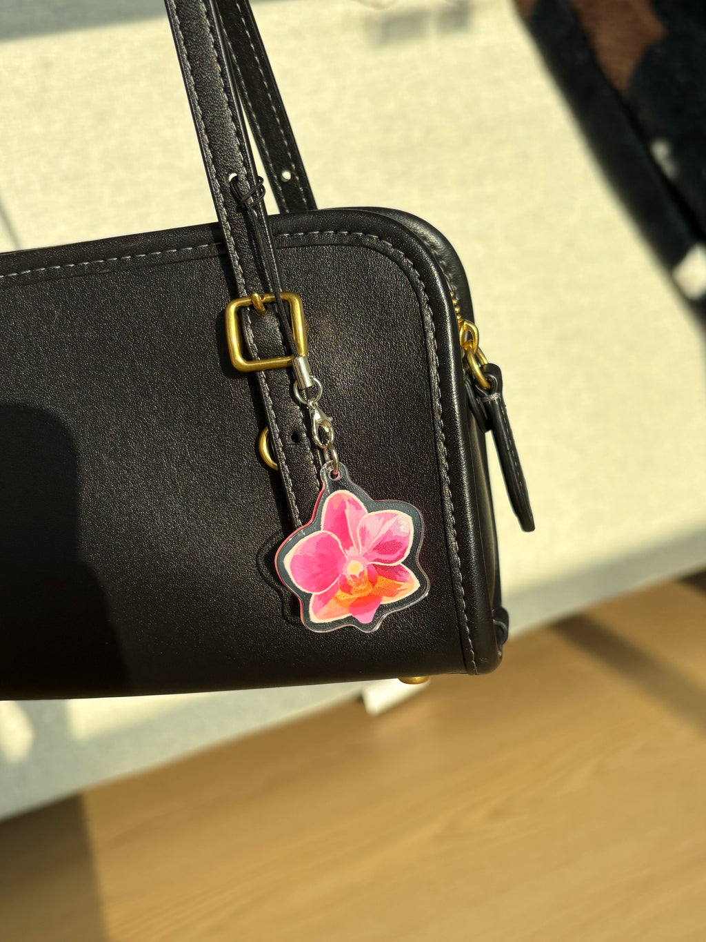 Pink Orchid Acrylic Keychain