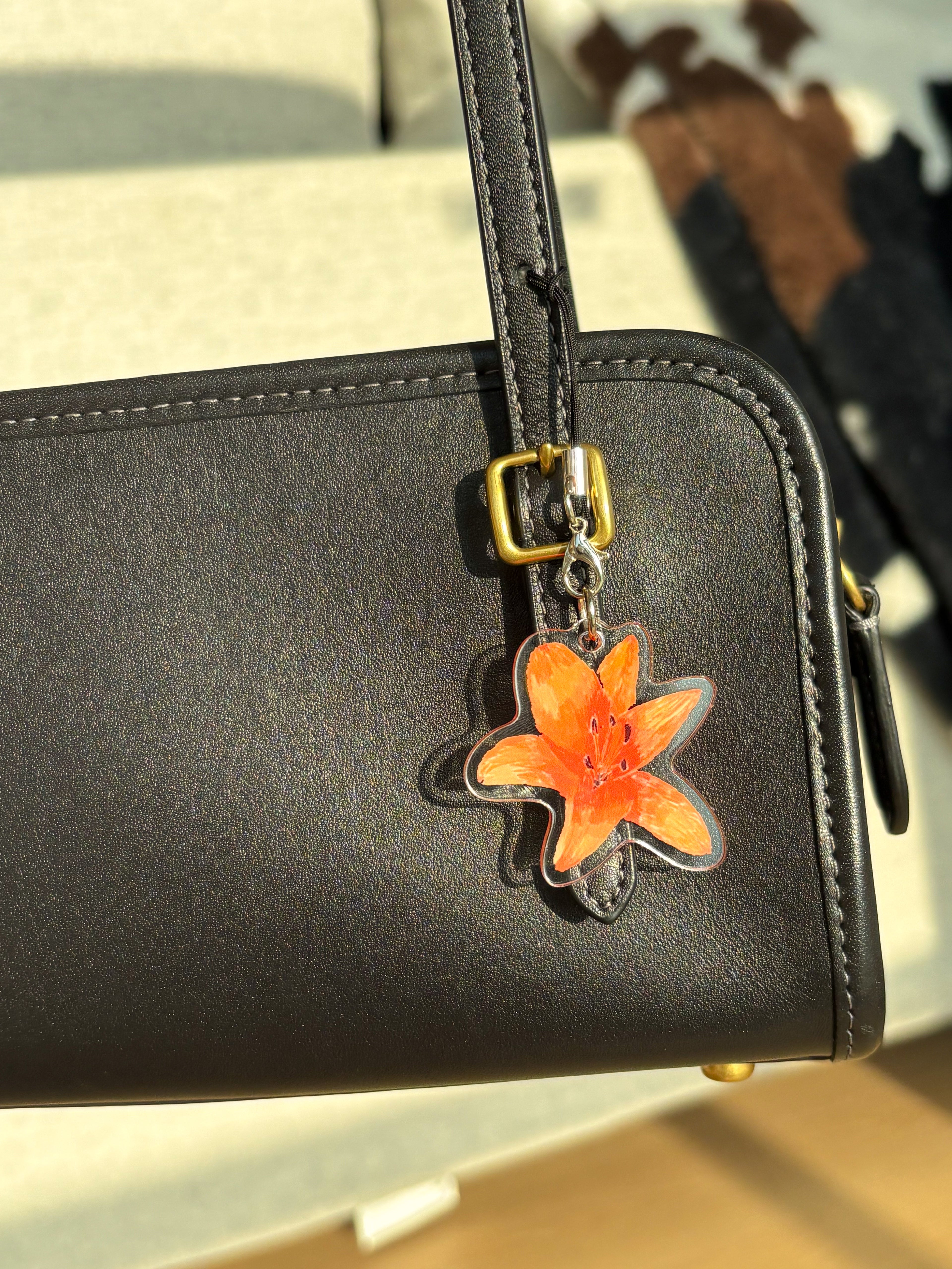 Orange Lily Acrylic Keychain