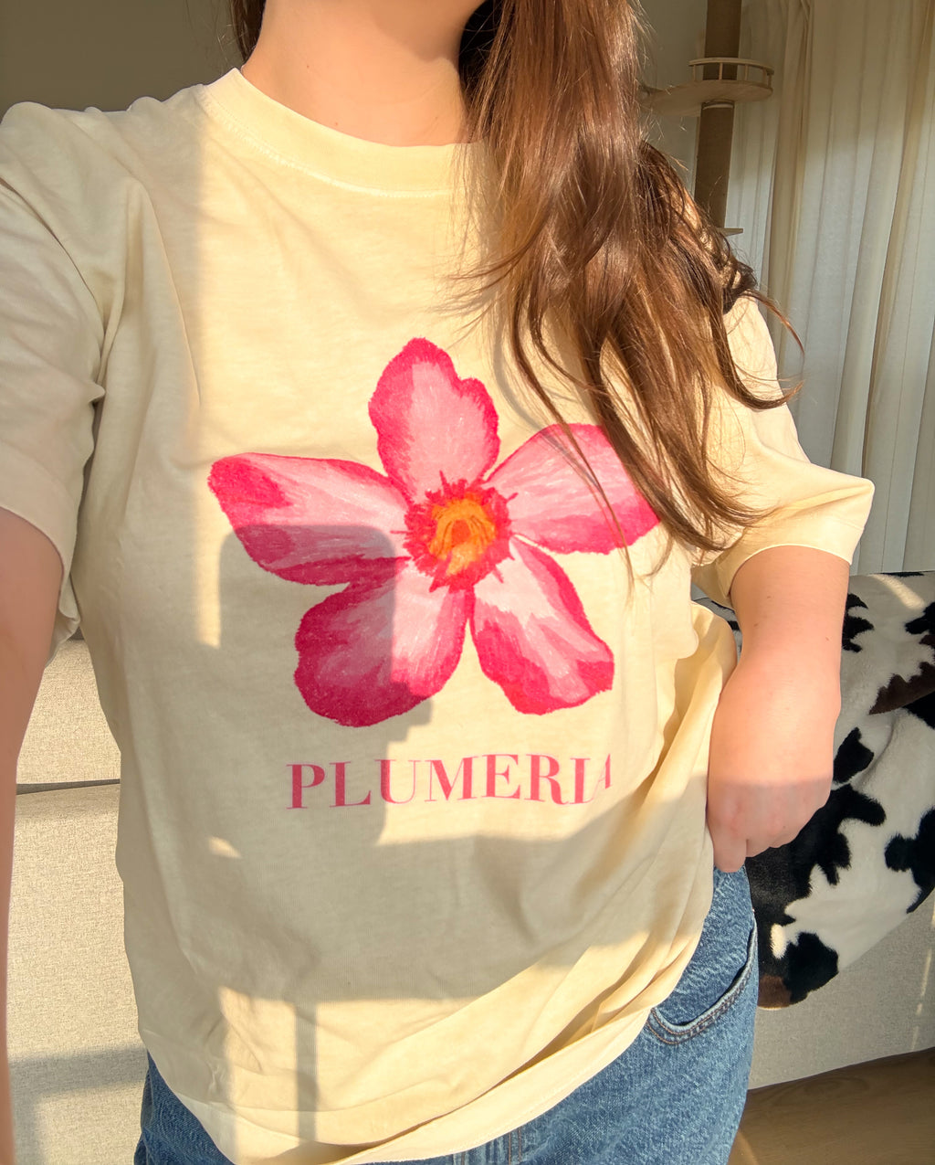 Plumeria Vintage Washed Oversized Cotton Tee - Unisex sizing