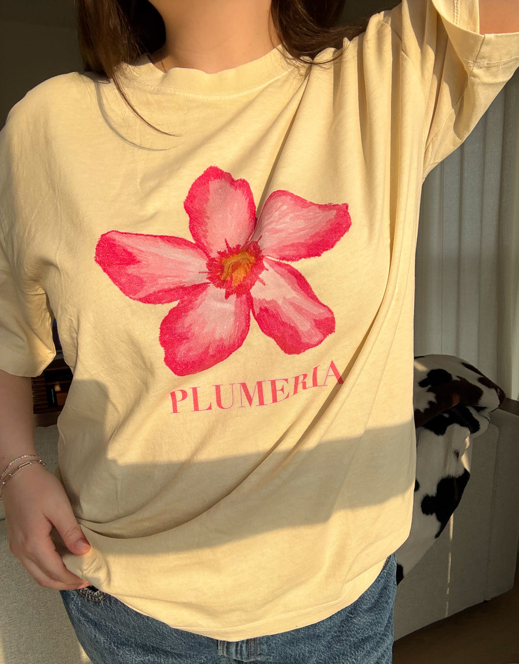 Plumeria Vintage Washed Oversized Cotton Tee - Unisex sizing