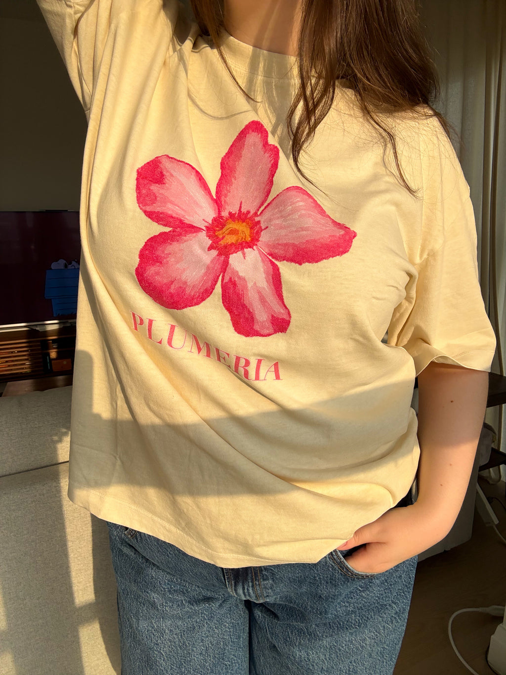 Plumeria Vintage Washed Oversized Cotton Tee - Unisex sizing