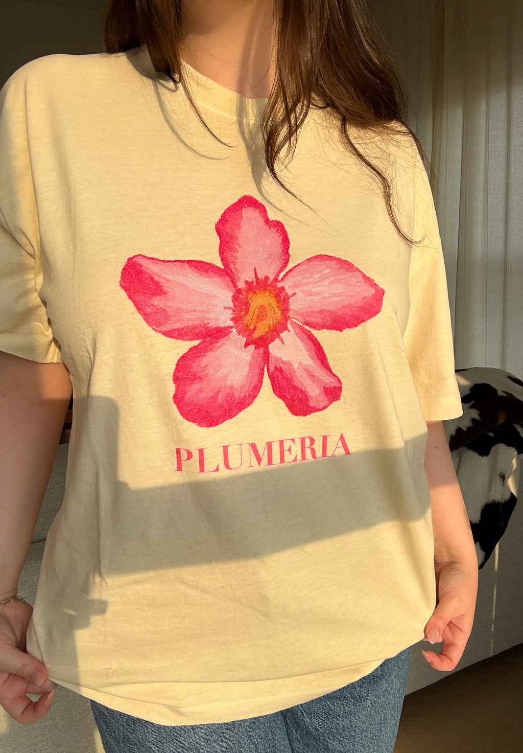 Plumeria Vintage Washed Oversized Cotton Tee - Unisex sizing