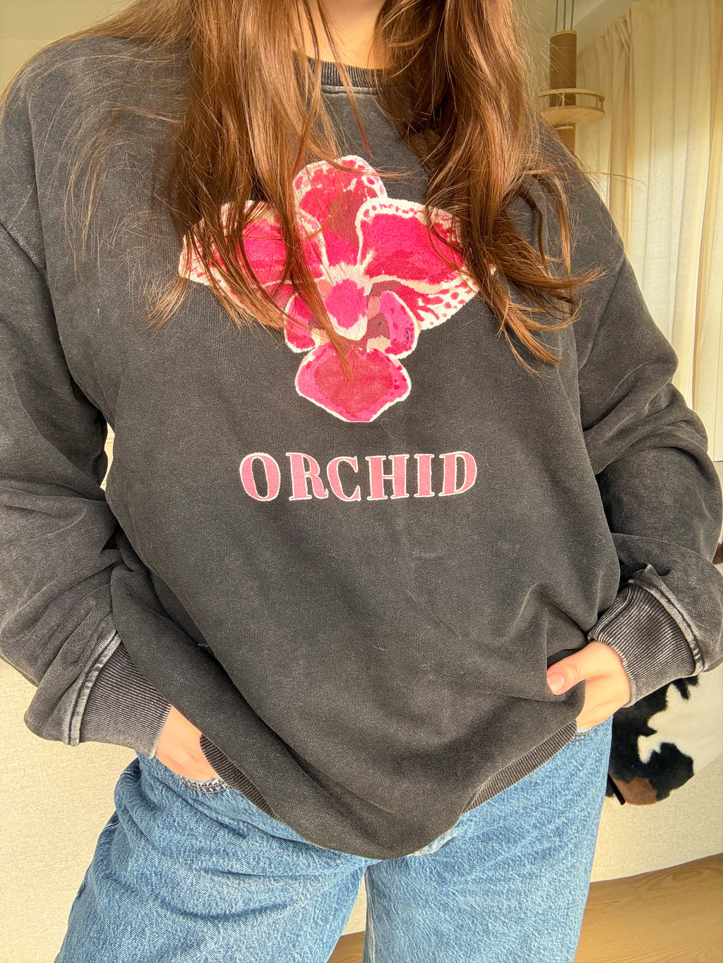 Dark Orchid Vintage Washed Oversized Cotton Sweatshirt - Unisex sizing