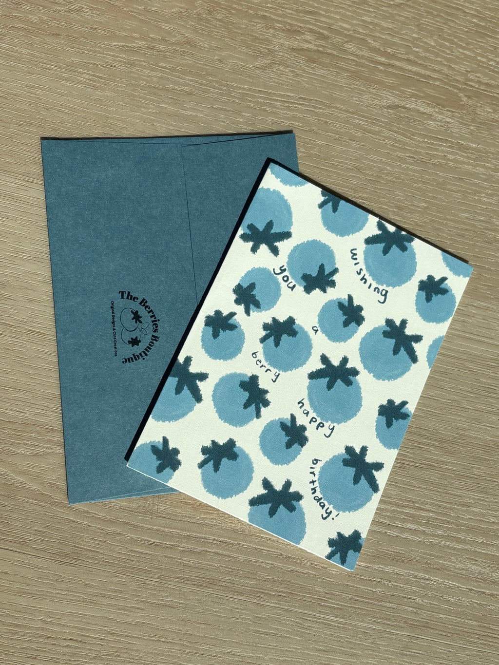 Blueberry "Berry Happy Birthday" Ivory Linen Textured Card