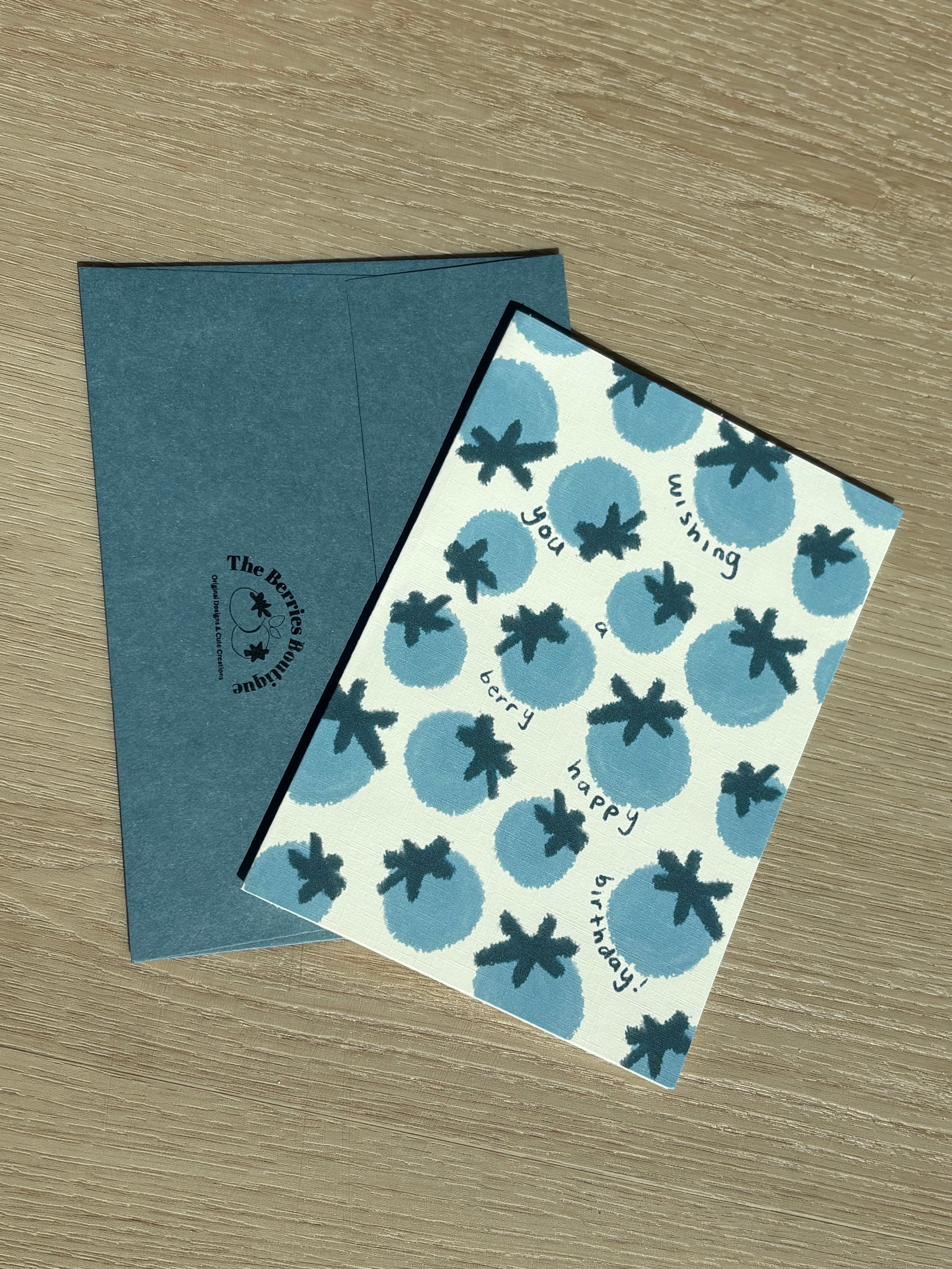 Blueberry "Berry Happy Birthday" Ivory Linen Textured Card