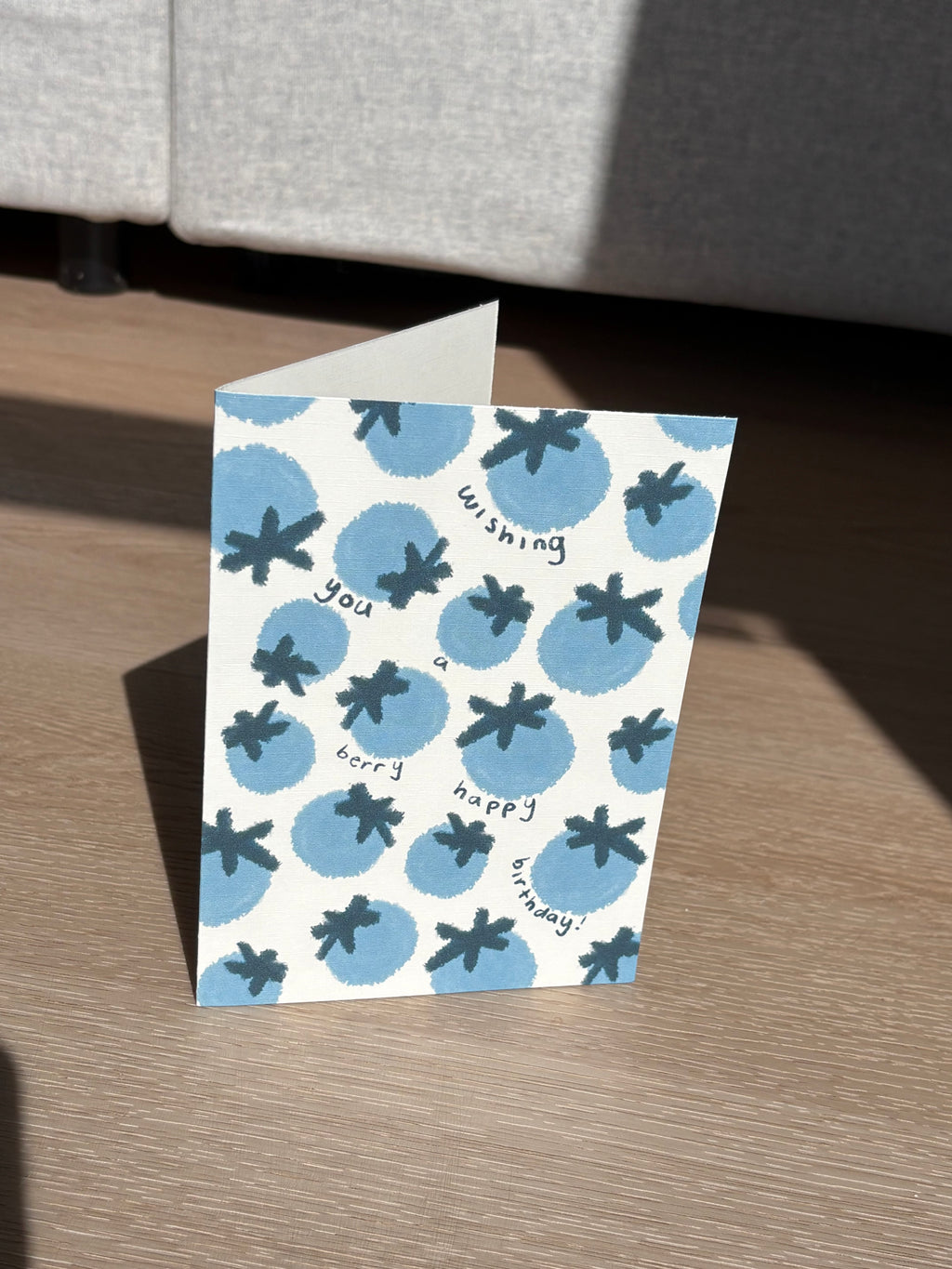 Blueberry "Berry Happy Birthday" Ivory Linen Textured Card