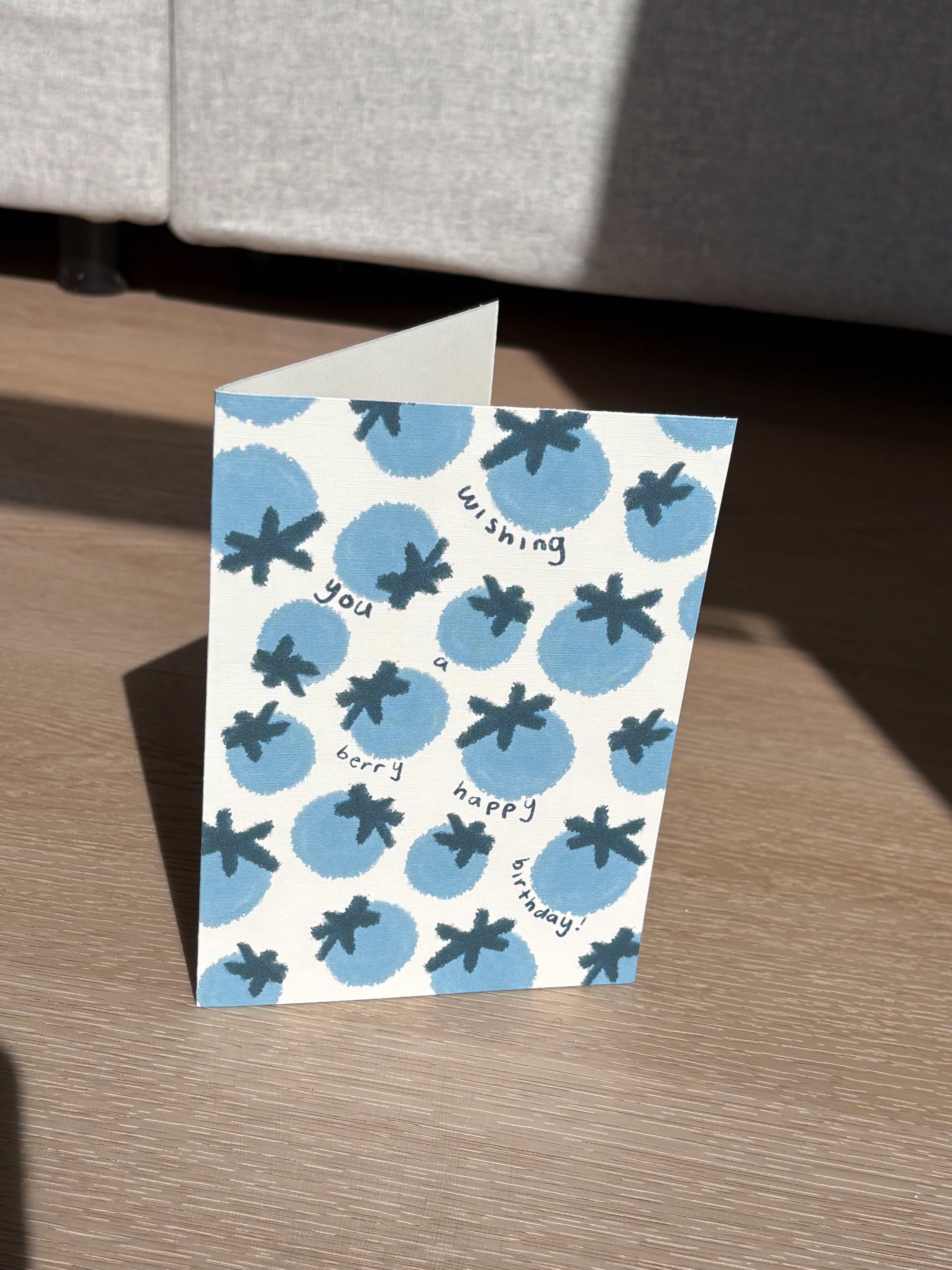 Blueberry "Berry Happy Birthday" Ivory Linen Textured Card