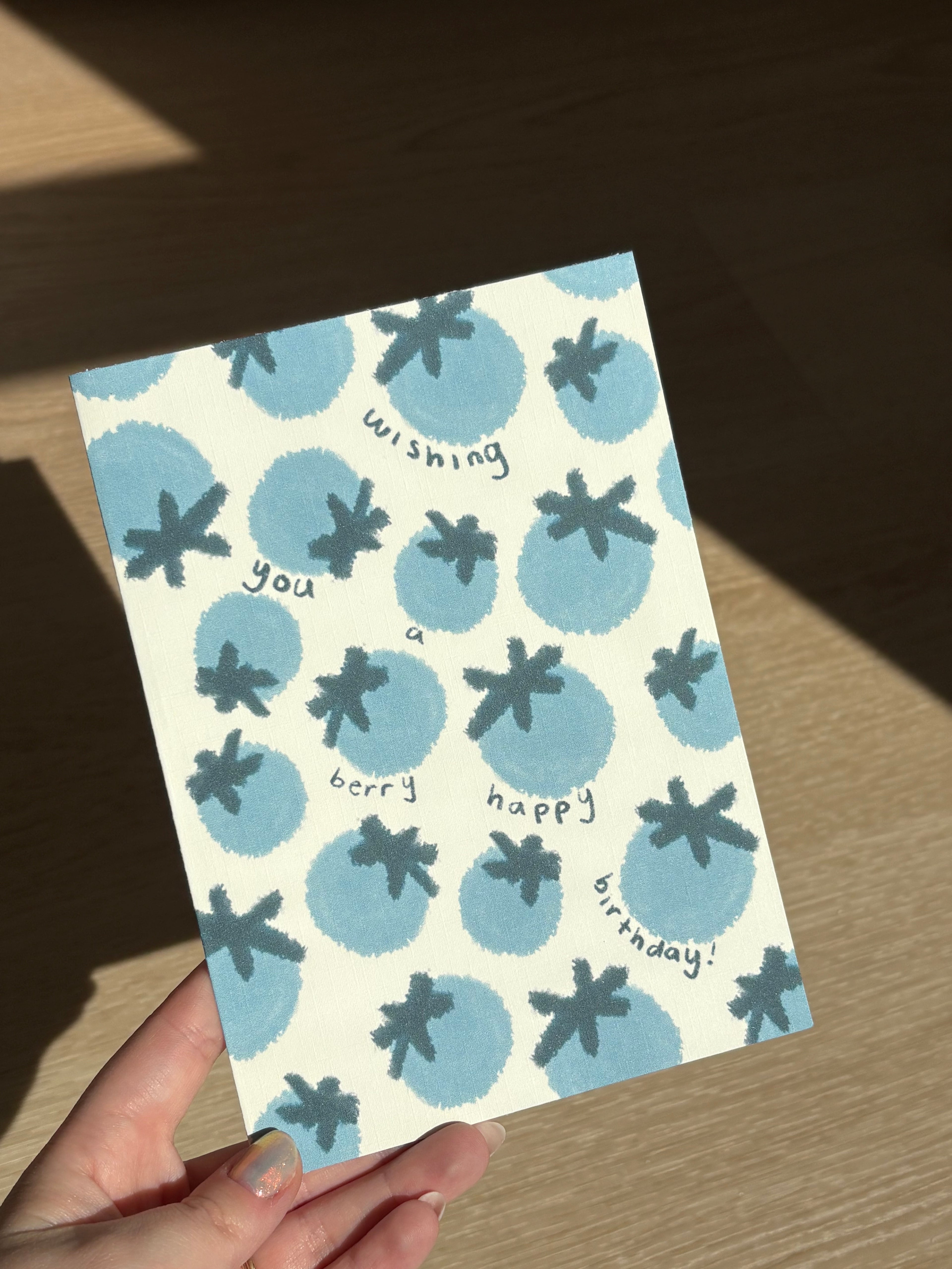 Blueberry "Berry Happy Birthday" Ivory Linen Textured Card