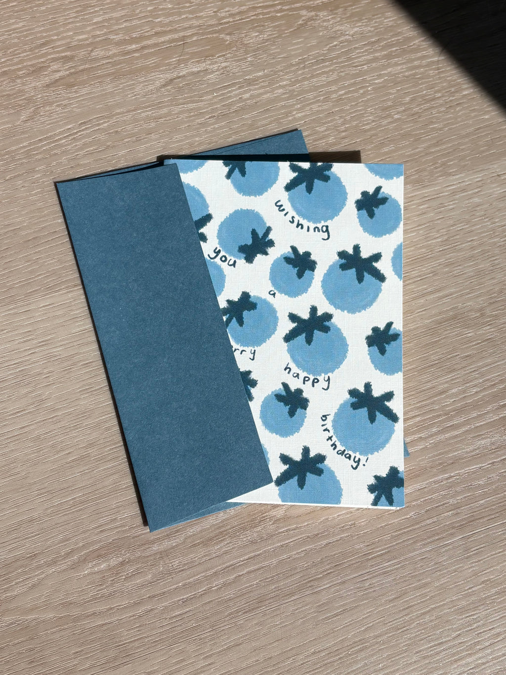 Blueberry "Berry Happy Birthday" Ivory Linen Textured Card