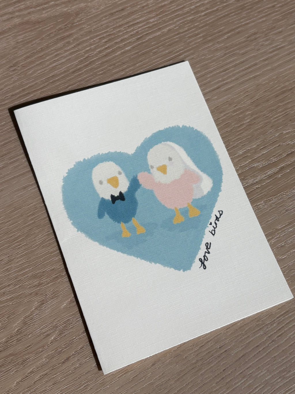Gilbie "Love Birds" Ivory Linen Textured Card