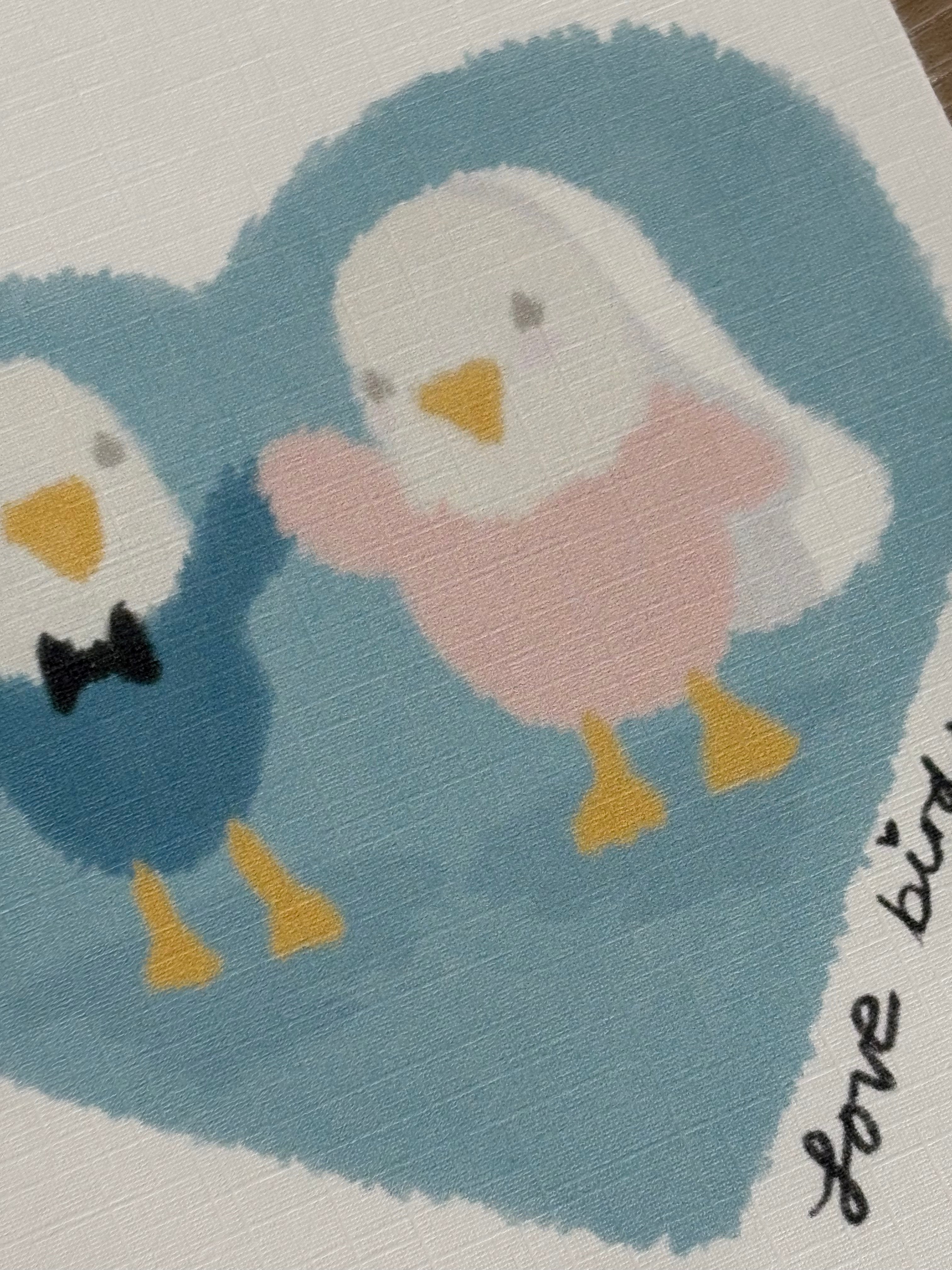 Gilbie "Love Birds" Ivory Linen Textured Card