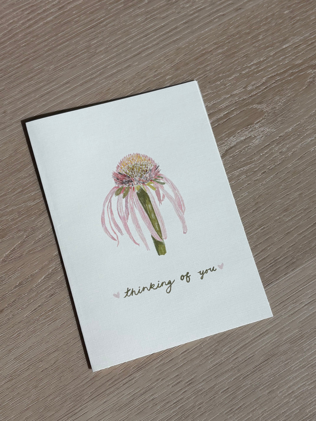 Coneflower "Thinking of you" Ivory Linen Textured Card