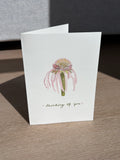 Coneflower "Thinking of you" Ivory Linen Textured Card