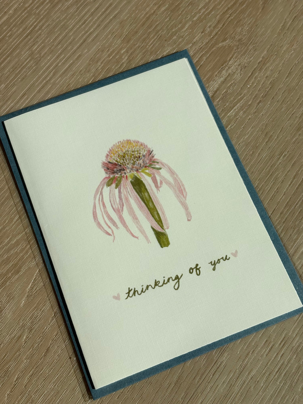 Coneflower "Thinking of you" Ivory Linen Textured Card