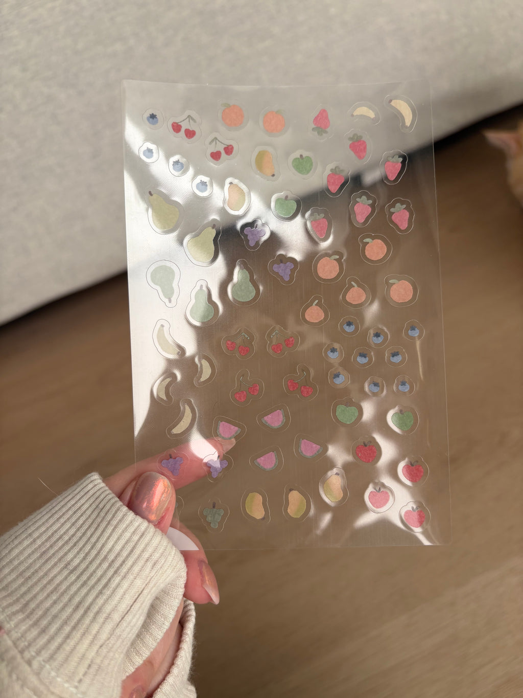 Cute Fruits Waterproof Transparent Vinyl Sticker Sheet