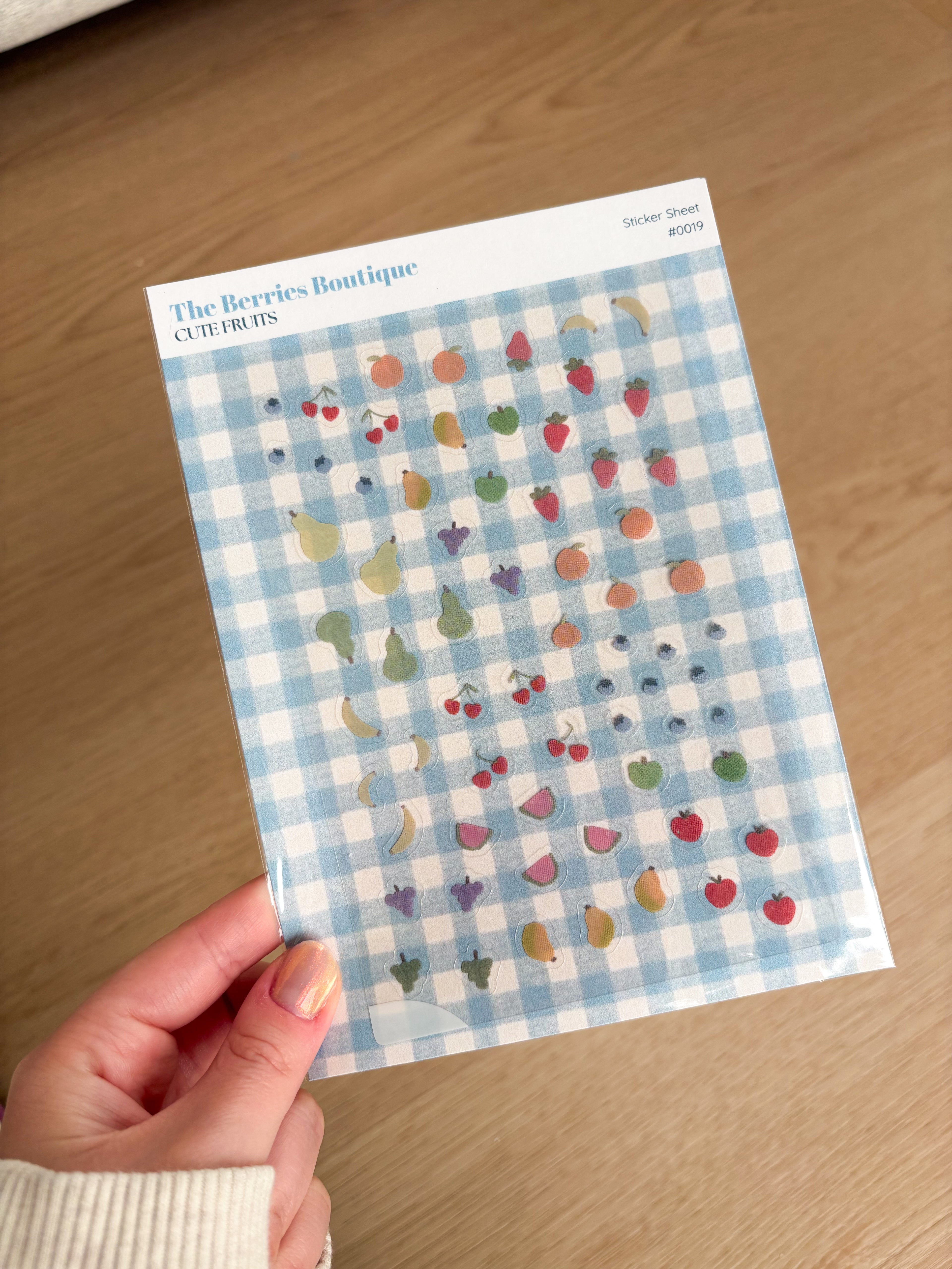 Cute Fruits Waterproof Transparent Vinyl Sticker Sheet