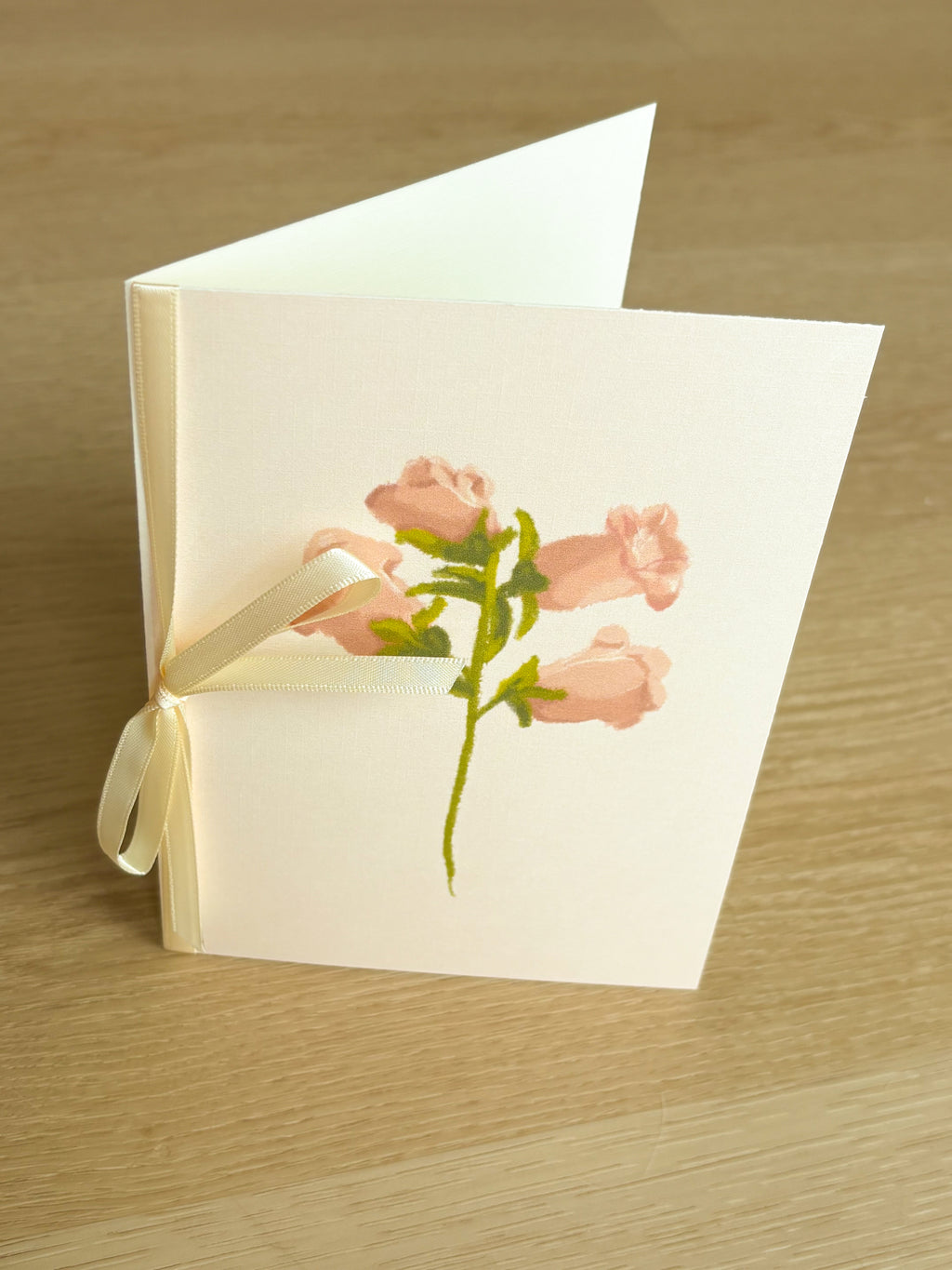 Canterbury Bells Ivory Linen Textured Card With Ribbon