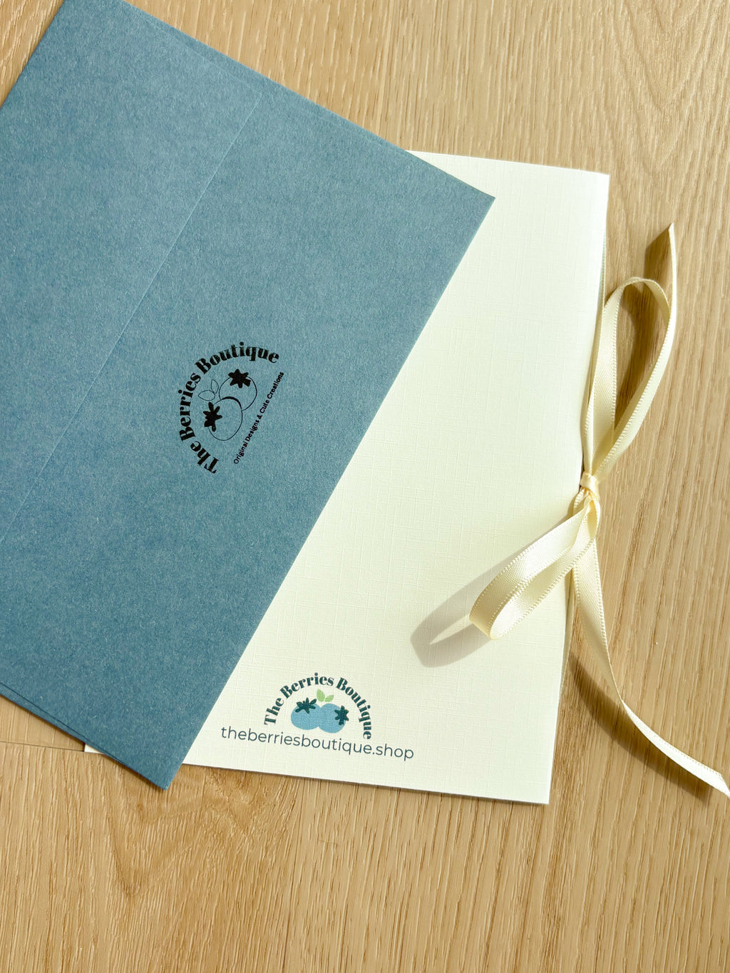 Canterbury Bells Ivory Linen Textured Card With Ribbon