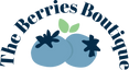 Logo of 'The Berries Boutique' with blue berries and green leaves on a white background.