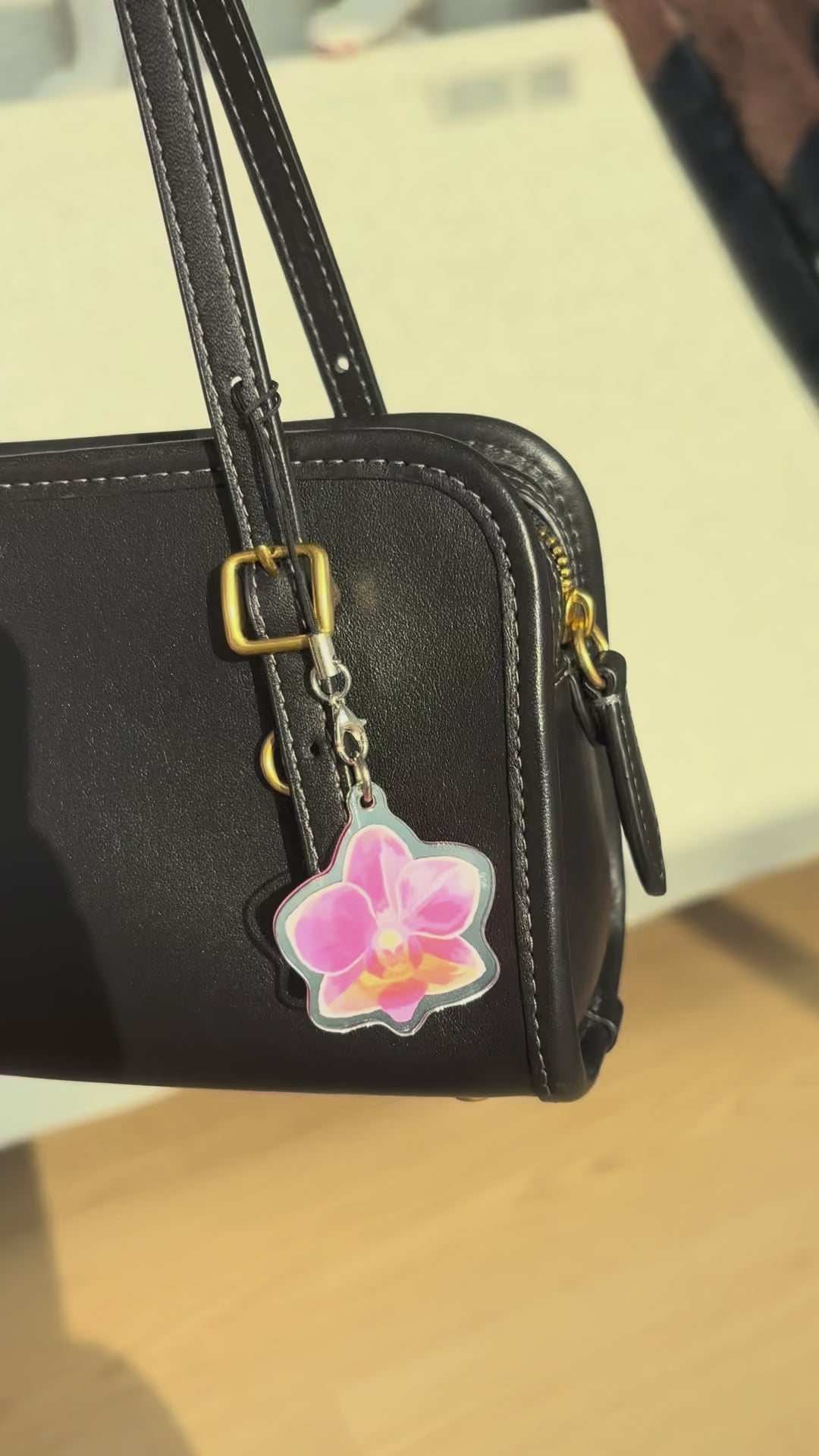 Pink Orchid Acrylic Keychain