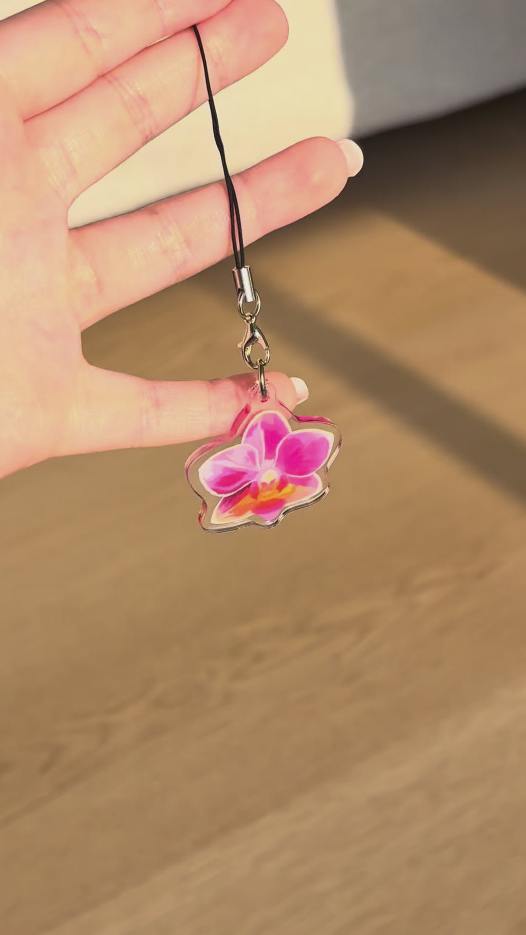 Pink Orchid Acrylic Keychain